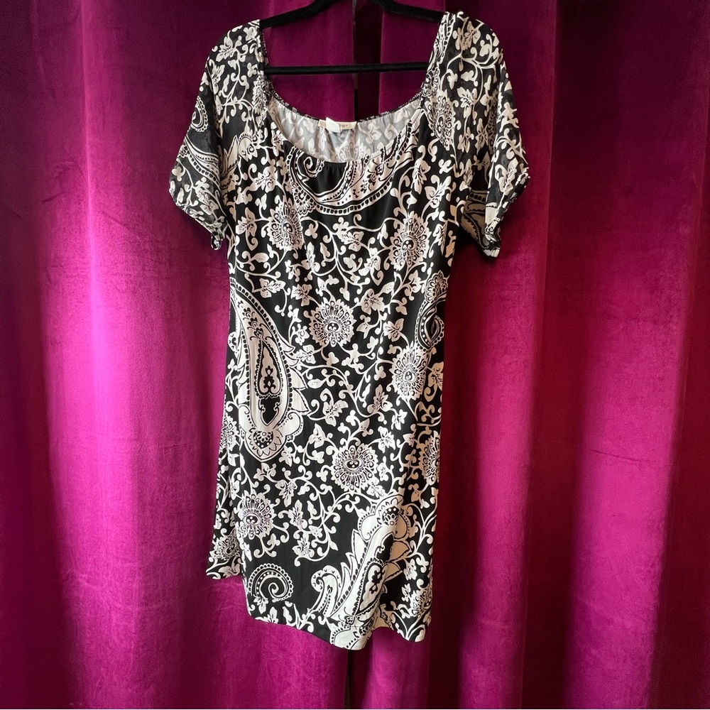 White House Black Market Black and White Paisley Mini Dress
